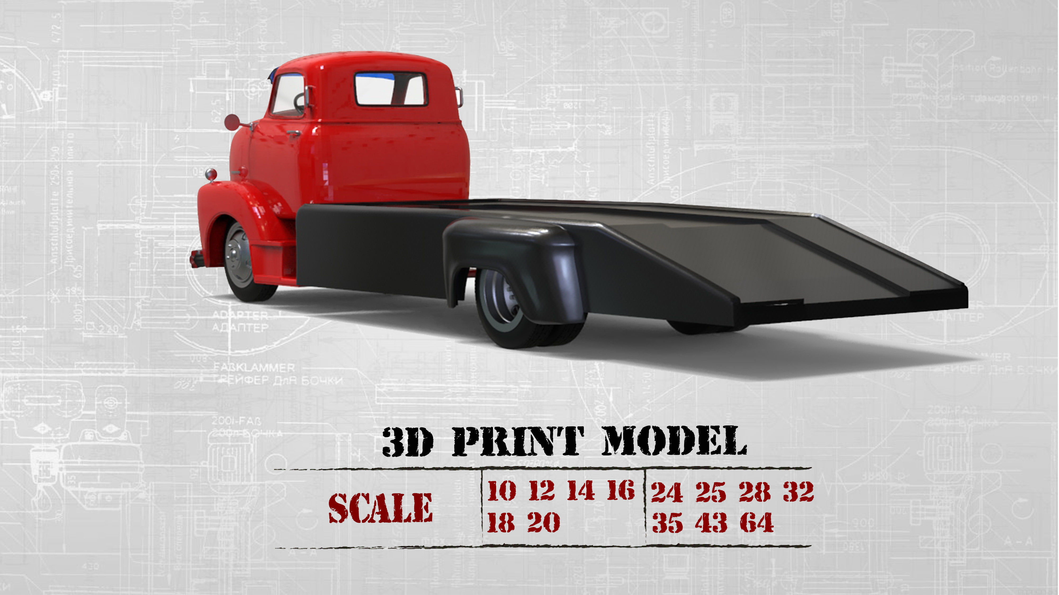 PrintableSTL Custom Hauler Cab Over Engine Ramp Tow Truck COE 3D print model_2