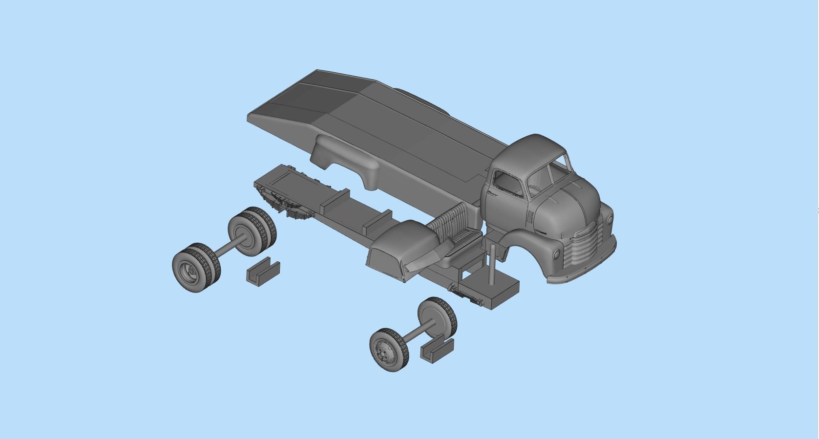 PrintableSTL Custom Hauler Cab Over Engine Ramp Tow Truck COE 3D print model_16