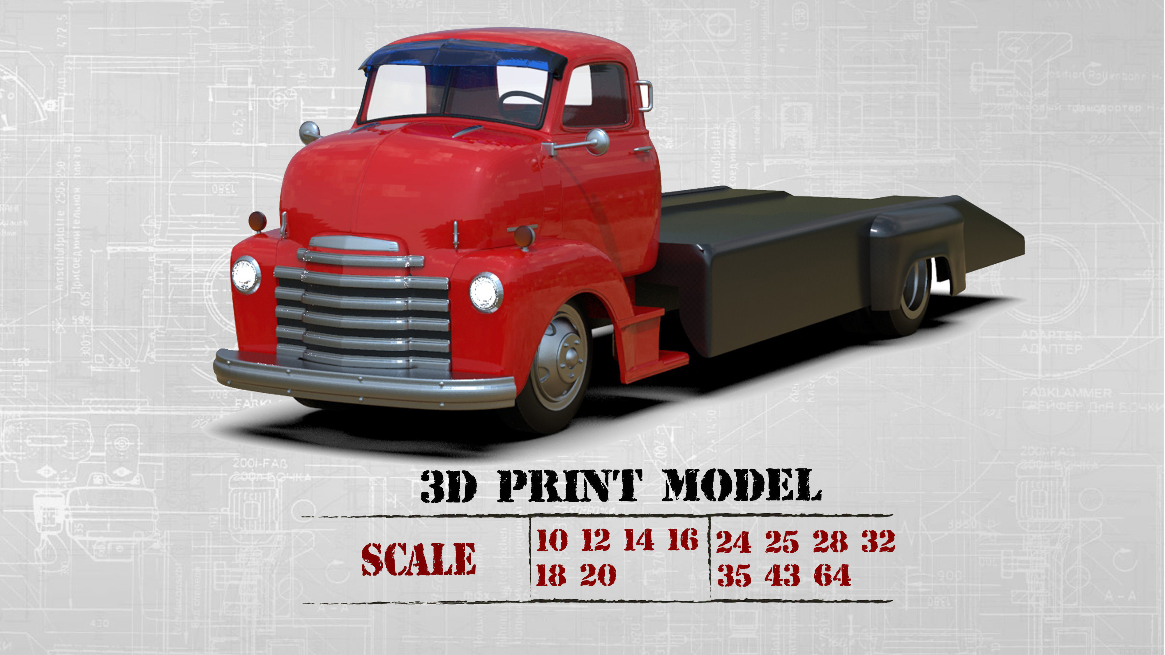 PrintableSTL Custom Hauler Cab Over Engine Ramp Tow Truck COE 3D print model_19
