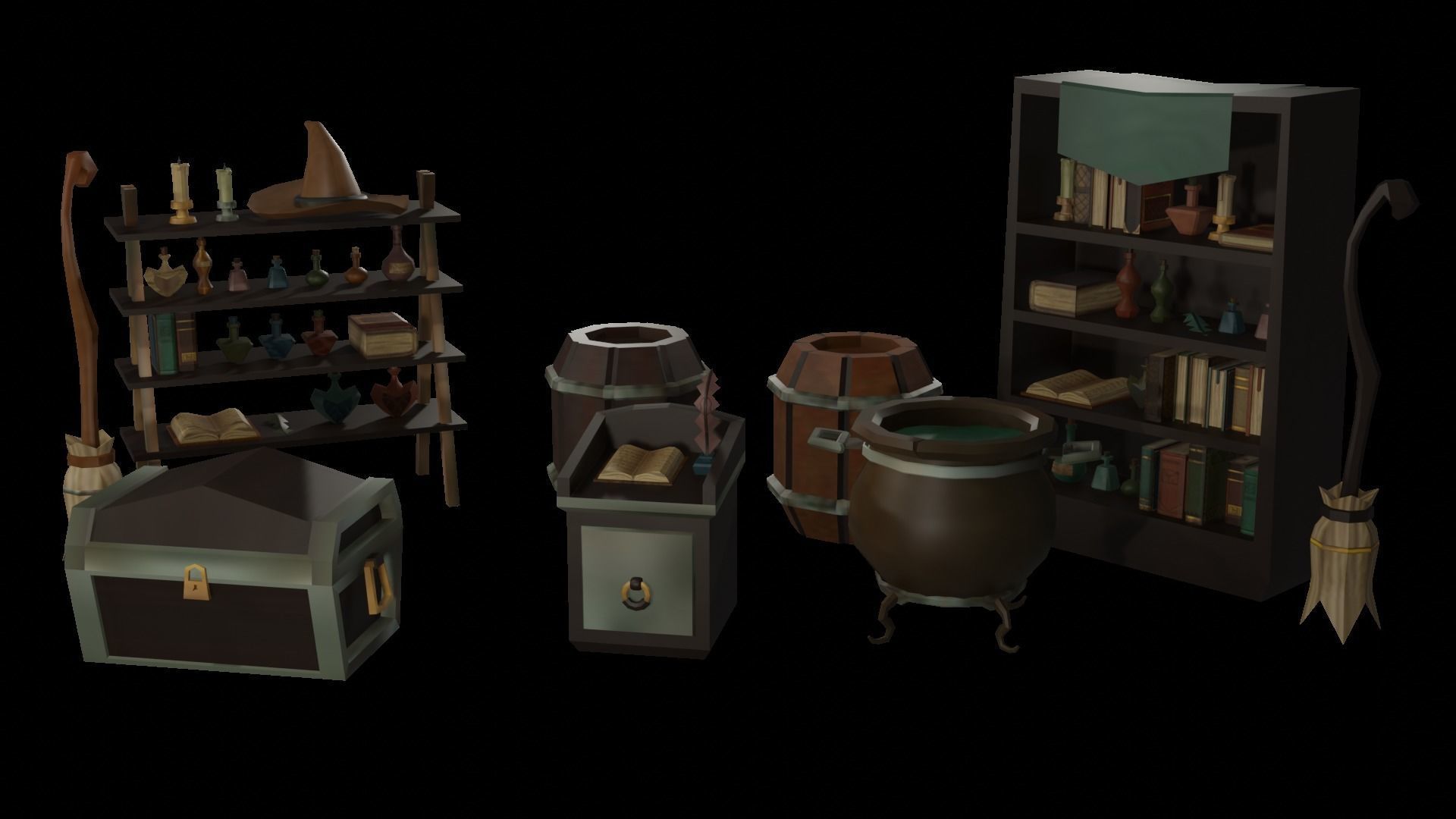 Lowpoly Stylized Witch Asset 3D model_1