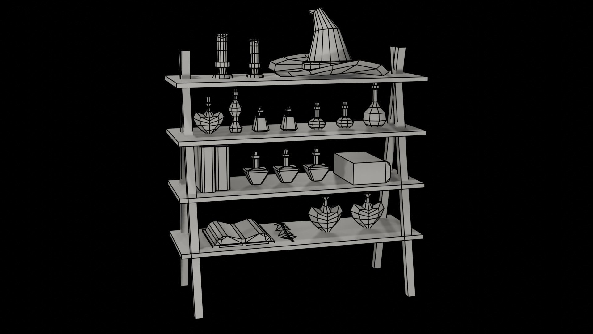 Lowpoly Stylized Witch Asset 3D model_5