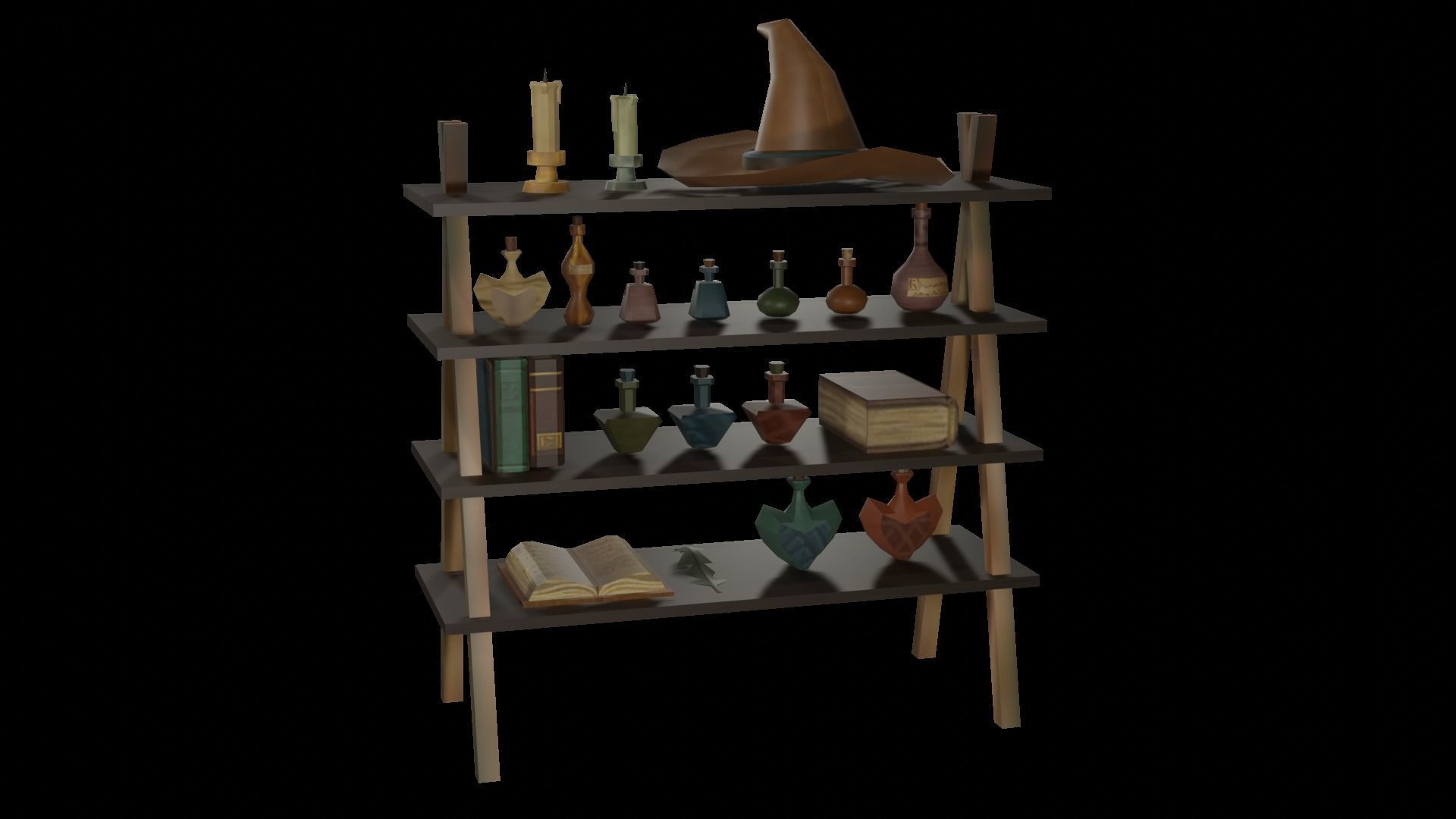 Lowpoly Stylized Witch Asset 3D model_4