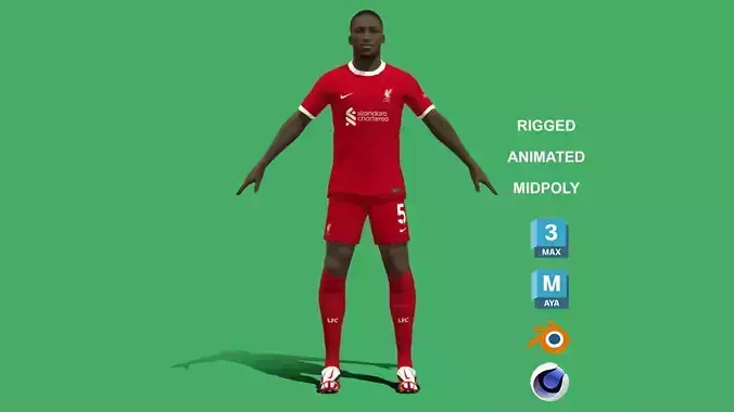 3D Rigged Ibrahima Konate Liverpool 2024 3D model