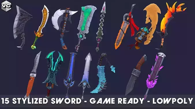 15 Stylized Swords - Game Ready -