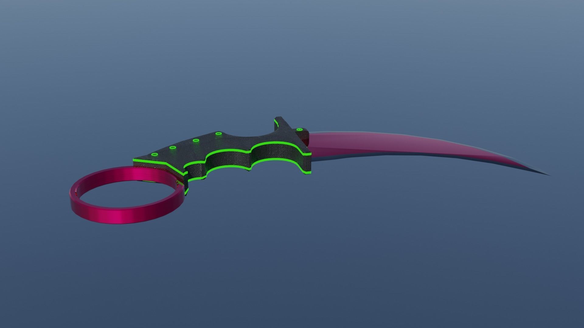 Karambit knife Low-poly 3D model_2