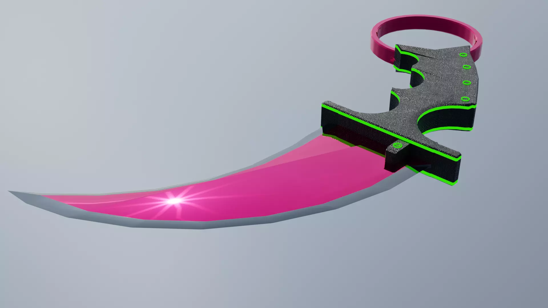 Karambit knife Low-poly 3D model_0