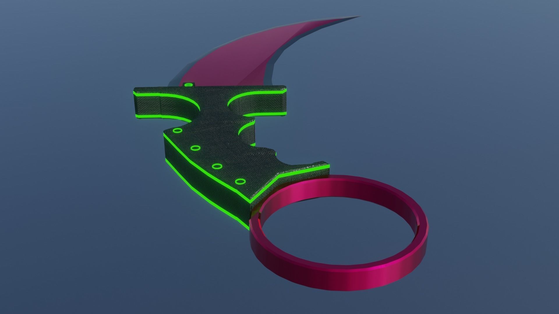 Karambit knife Low-poly 3D model_3