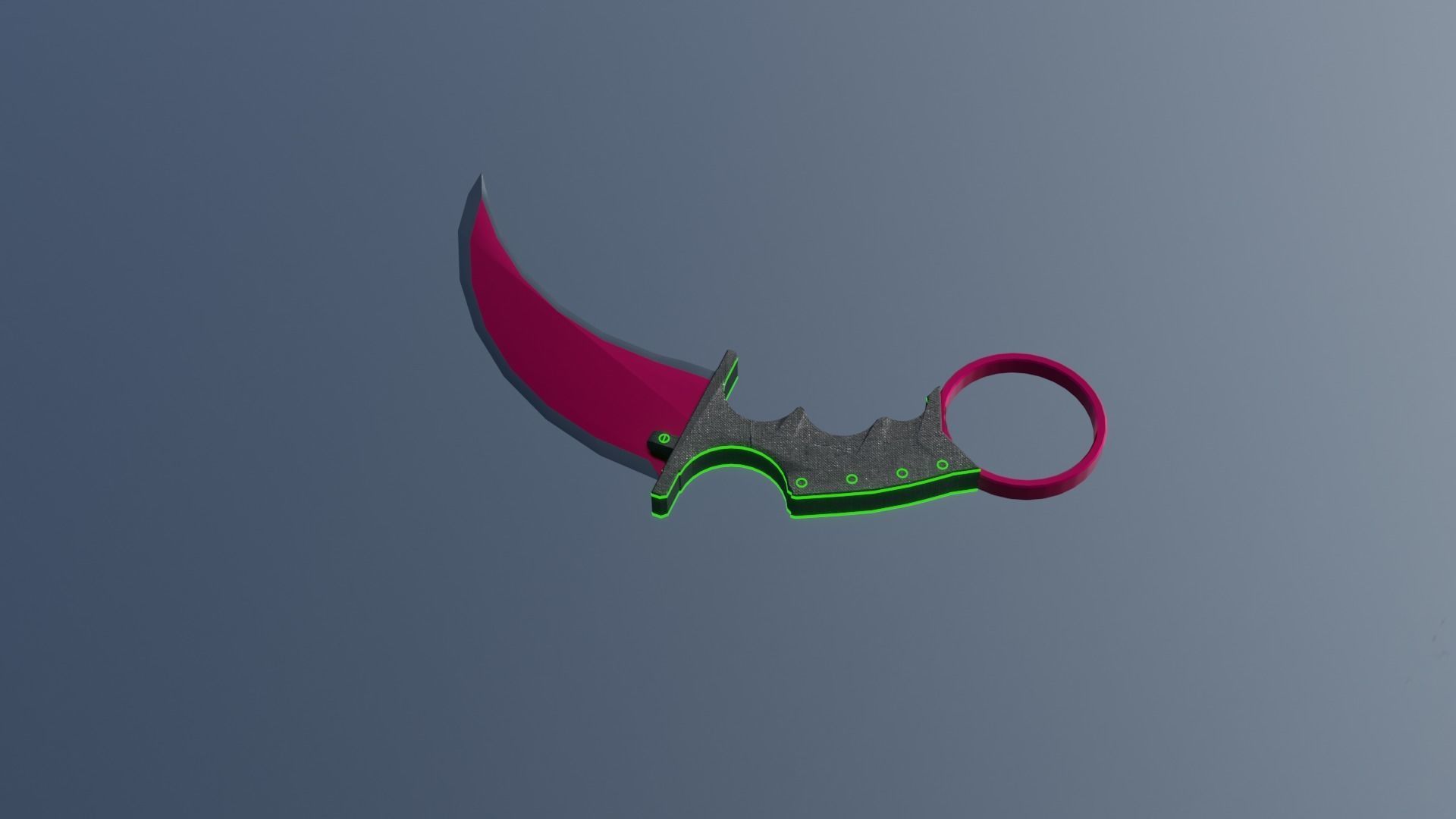 Karambit knife Low-poly 3D model_4