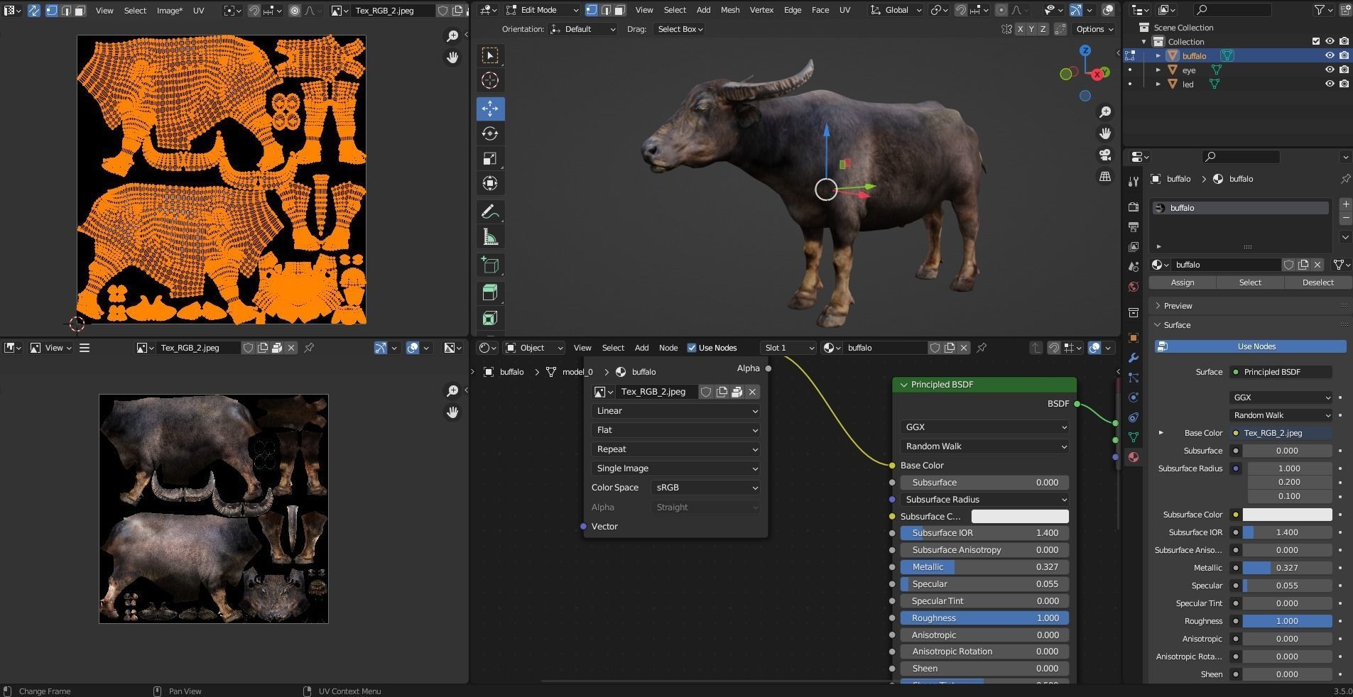 Buffalo Low-poly 3D model_1