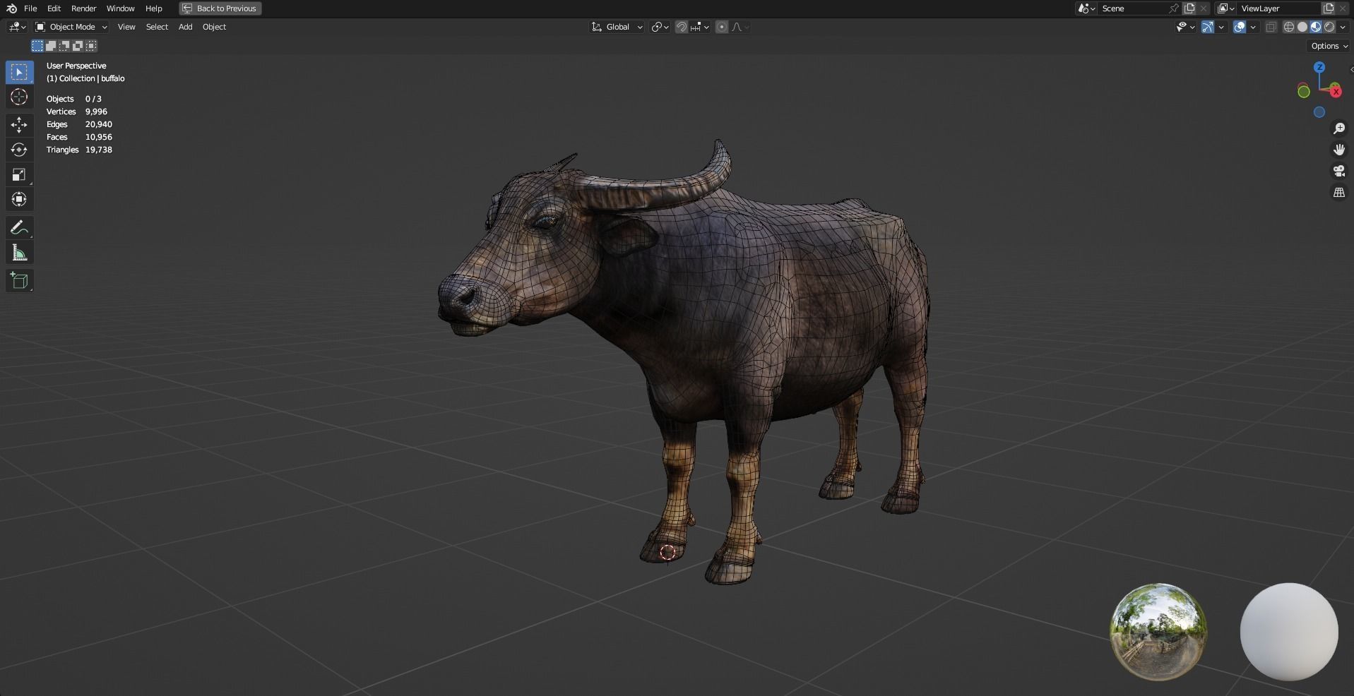 Buffalo Low-poly 3D model_2