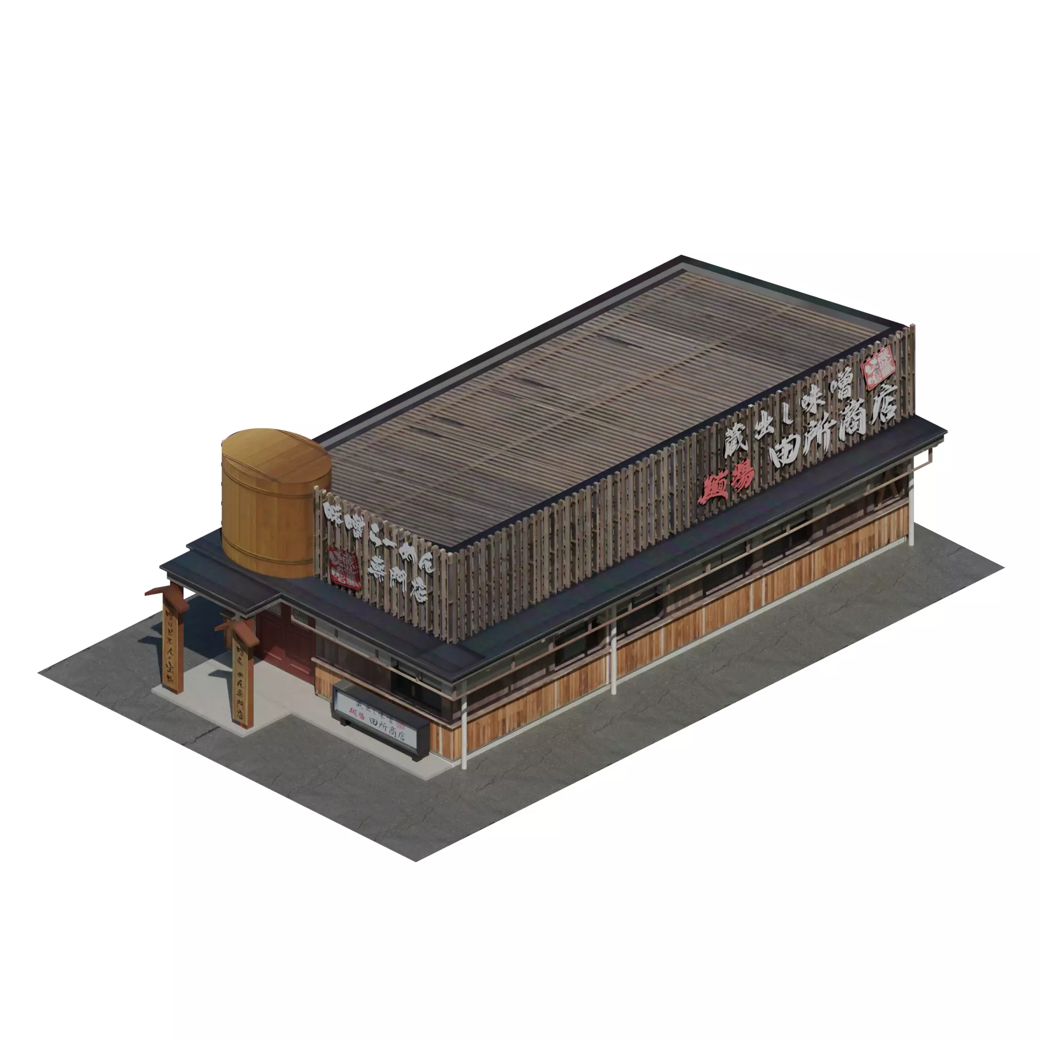 Restaurant building lowpoly 3D model_0