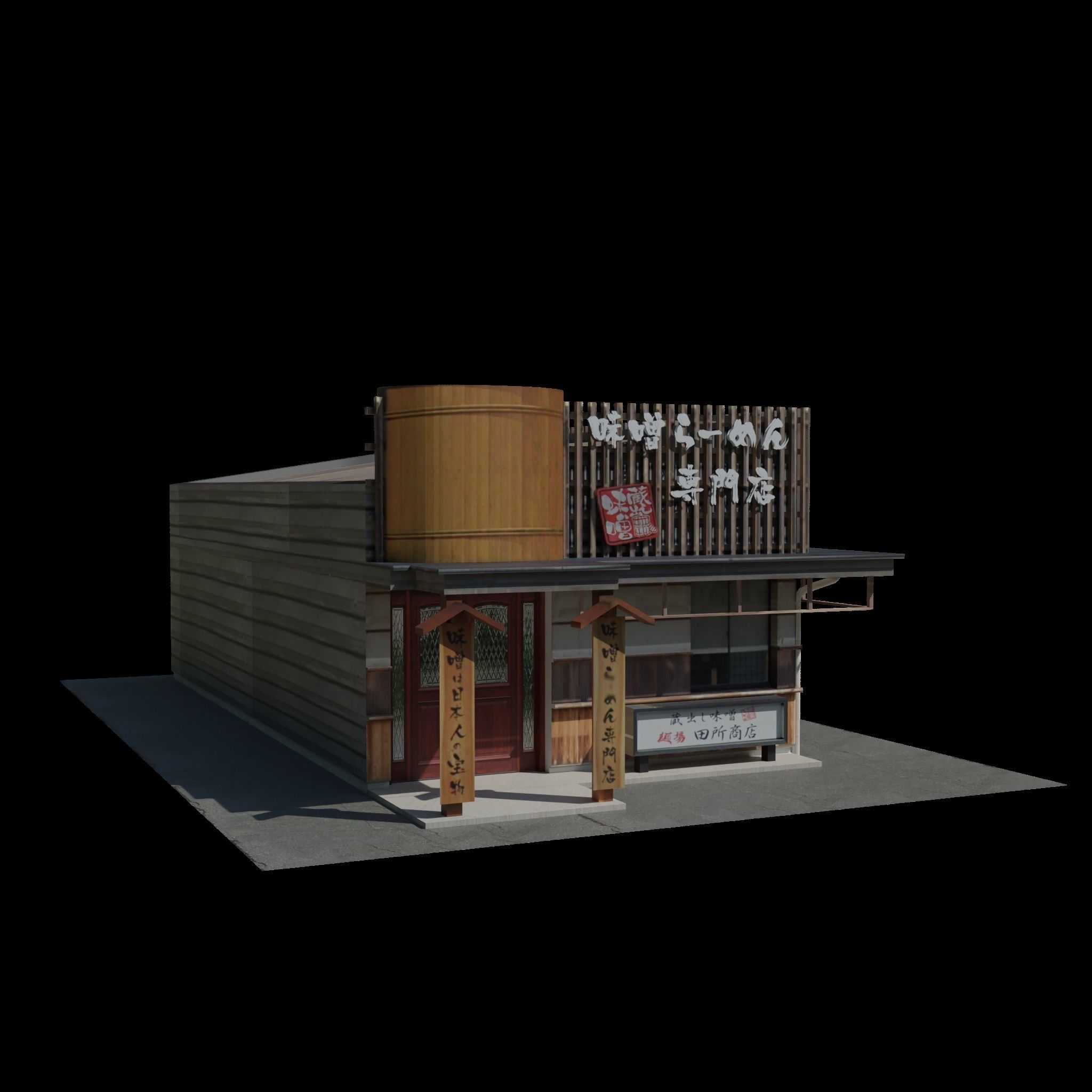 Restaurant building lowpoly 3D model_8