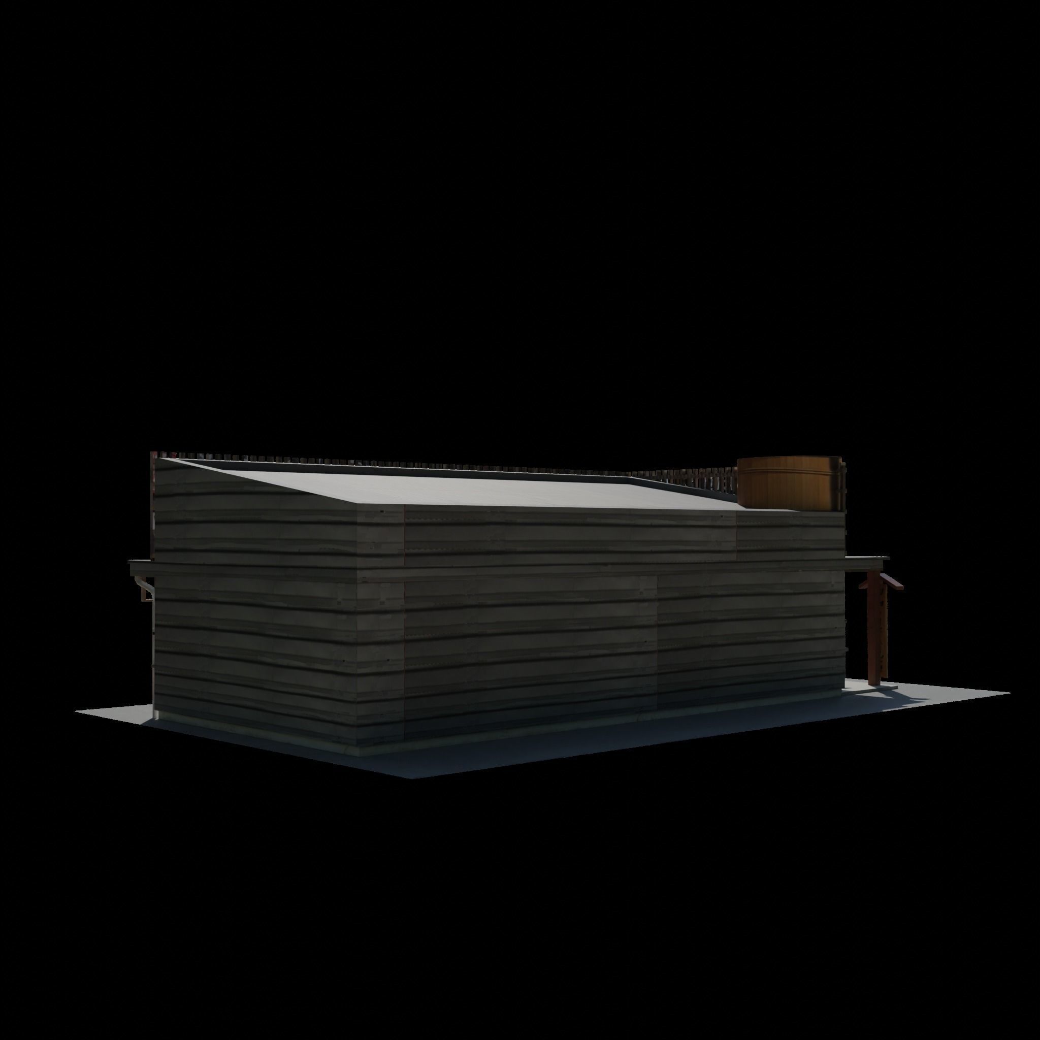 Restaurant building lowpoly 3D model_7