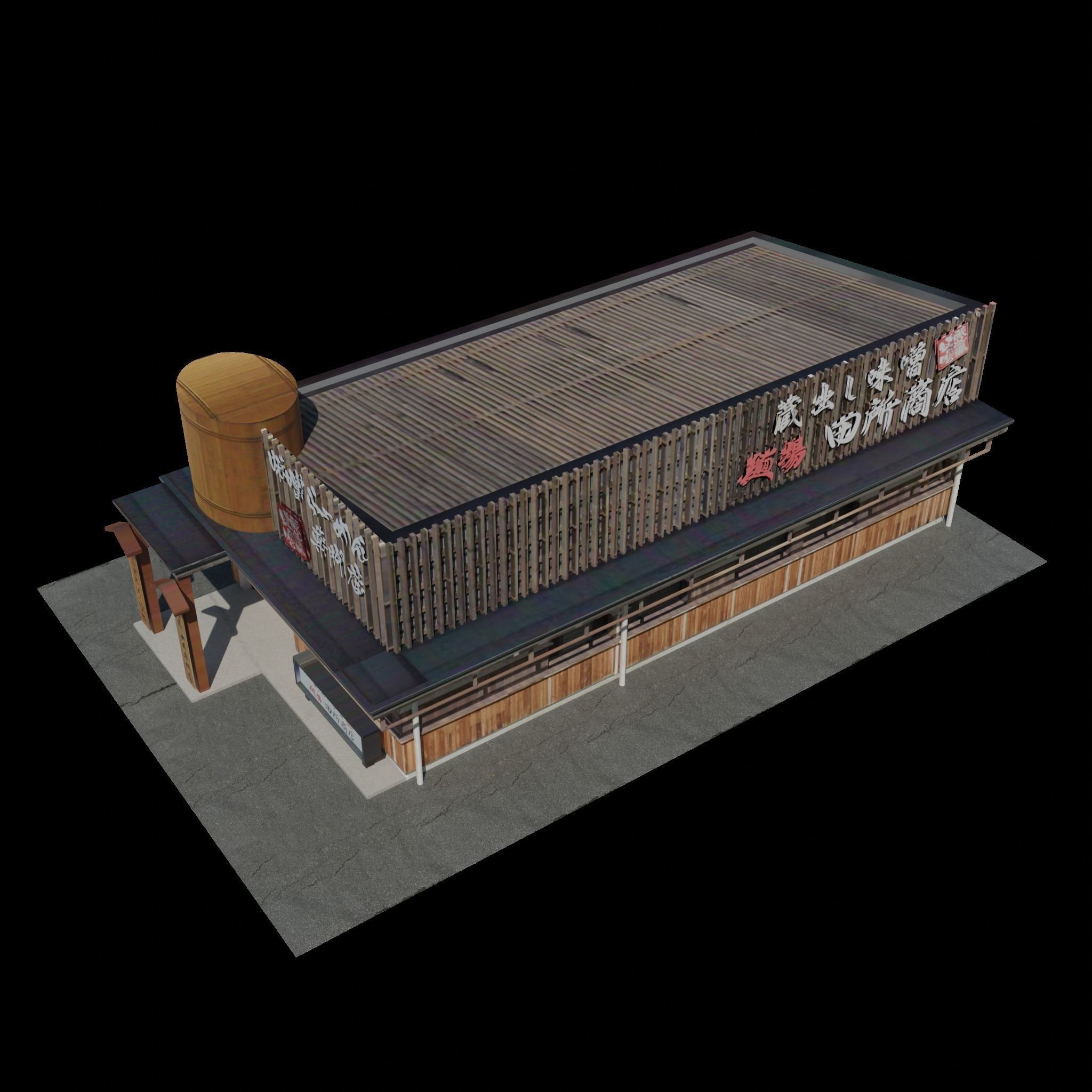 Restaurant building lowpoly 3D model_10