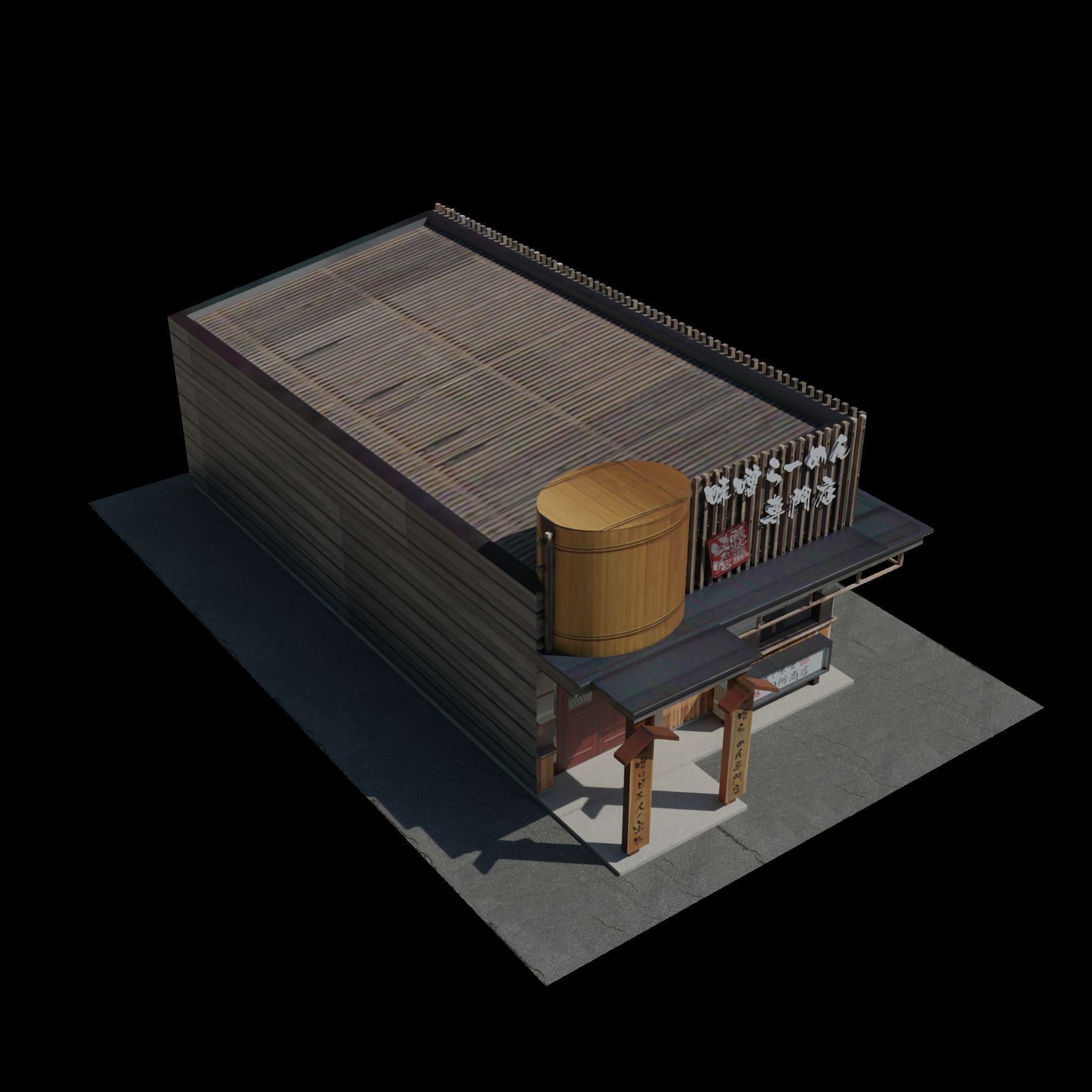 Restaurant building lowpoly 3D model_9