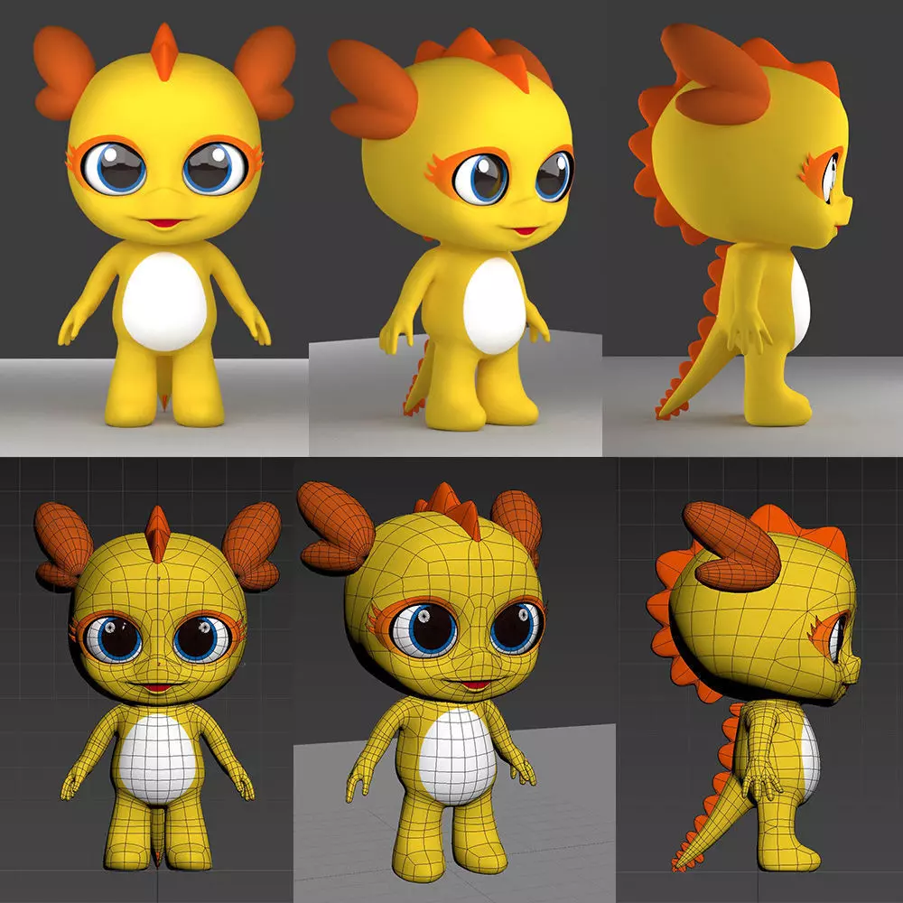 DS Dragon Character Animated Low-poly 3D model_0