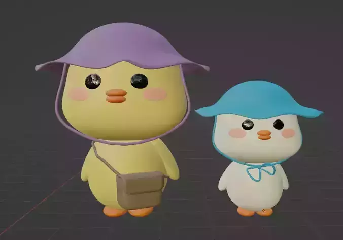 Cute little 3D duck family