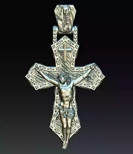 Crucifix Jesus Virgin Mary Necklace  