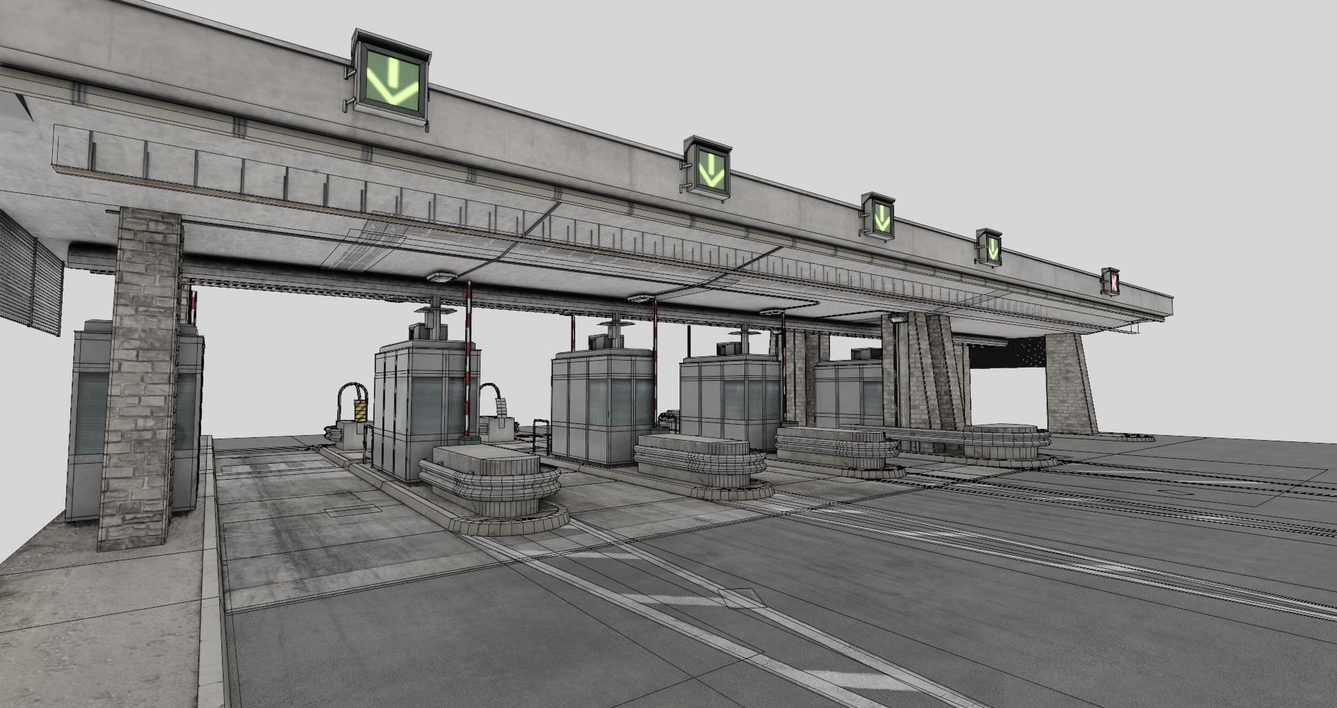 Du Mont-Blanc Toll Booth Low-poly 3D model_9