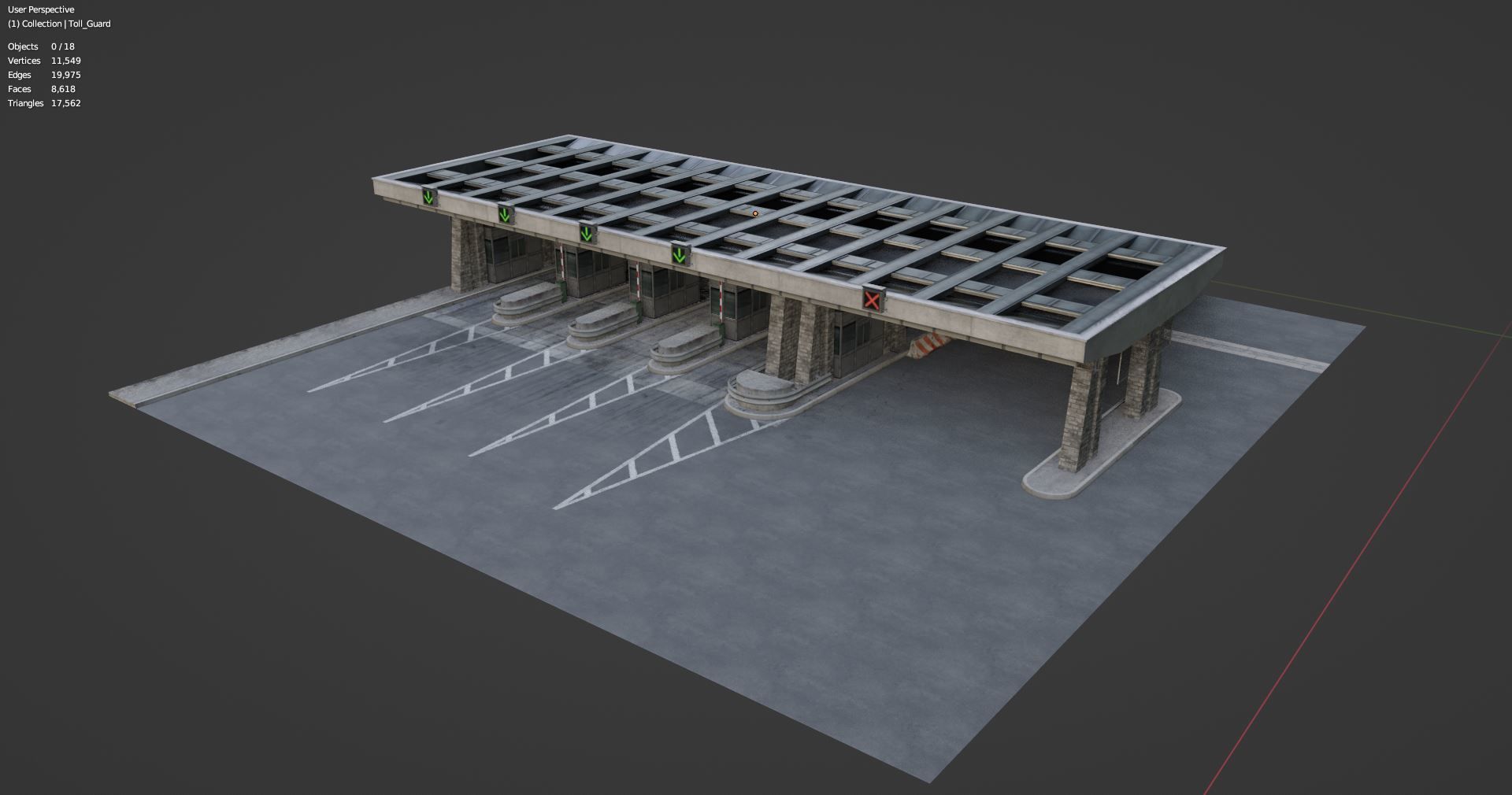Du Mont-Blanc Toll Booth Low-poly 3D model_16
