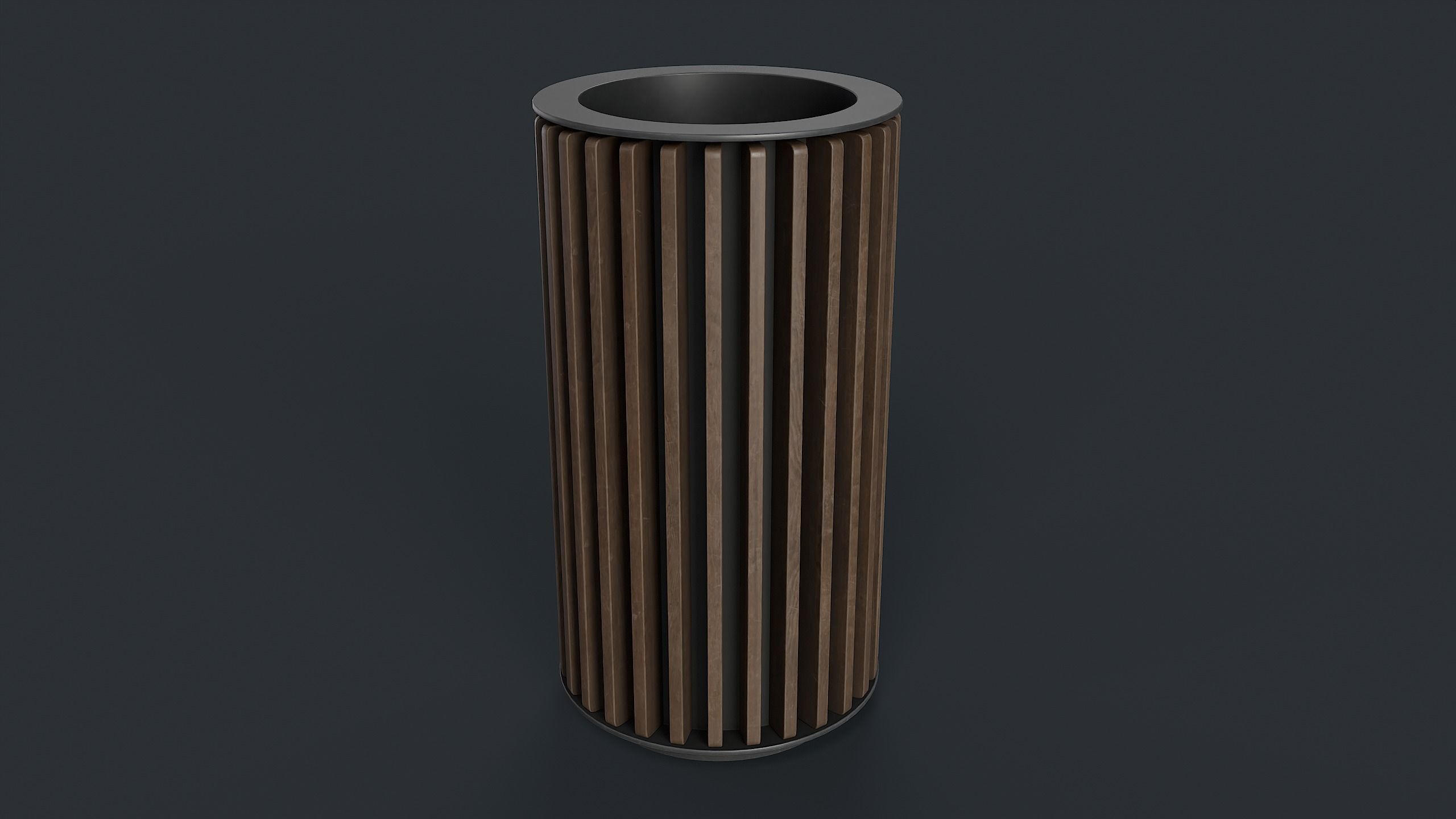 Street Trash Can 43 PBR Game Ready Low-poly 3D model_4