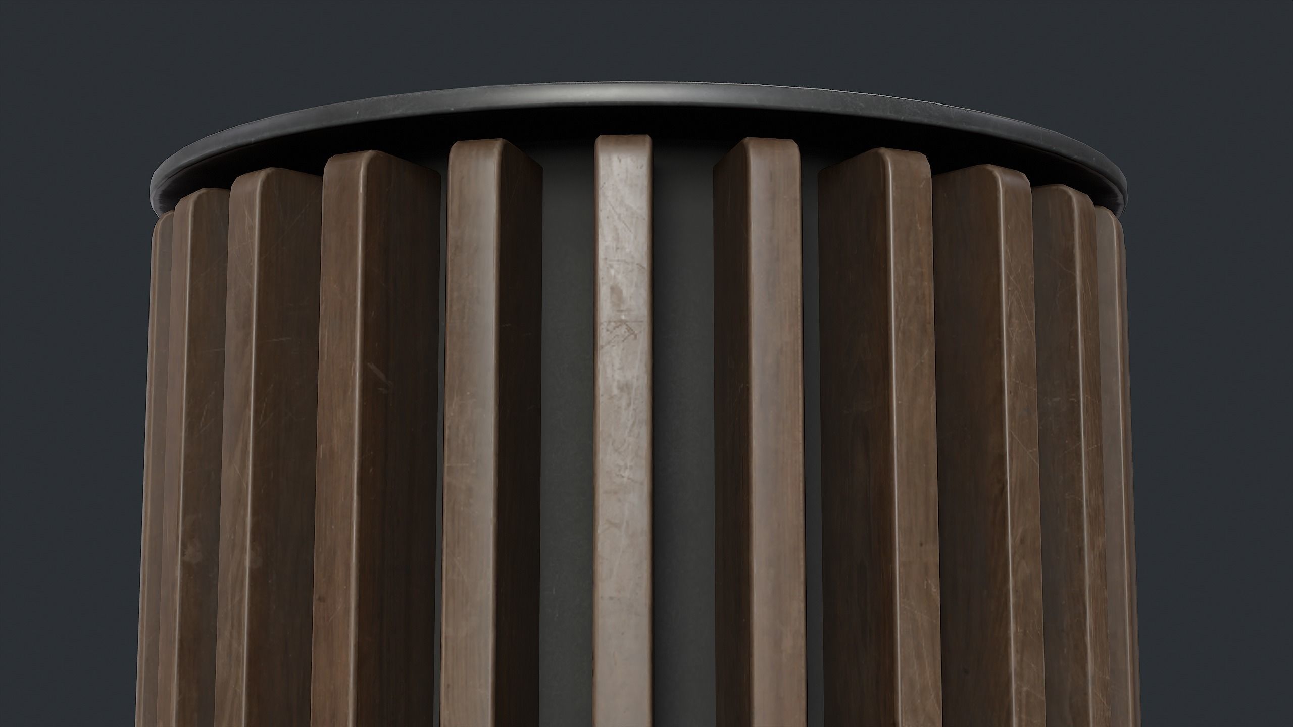 Street Trash Can 43 PBR Game Ready Low-poly 3D model_10