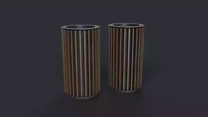Street Trash Can 43 PBR Game Ready Low-poly 3D model