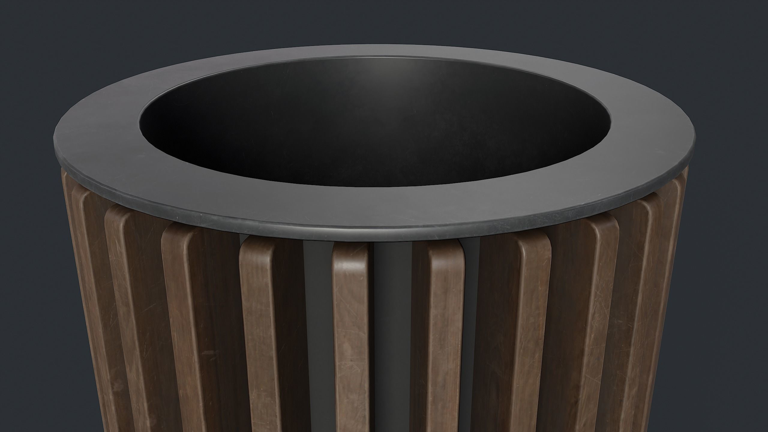 Street Trash Can 43 PBR Game Ready Low-poly 3D model_9
