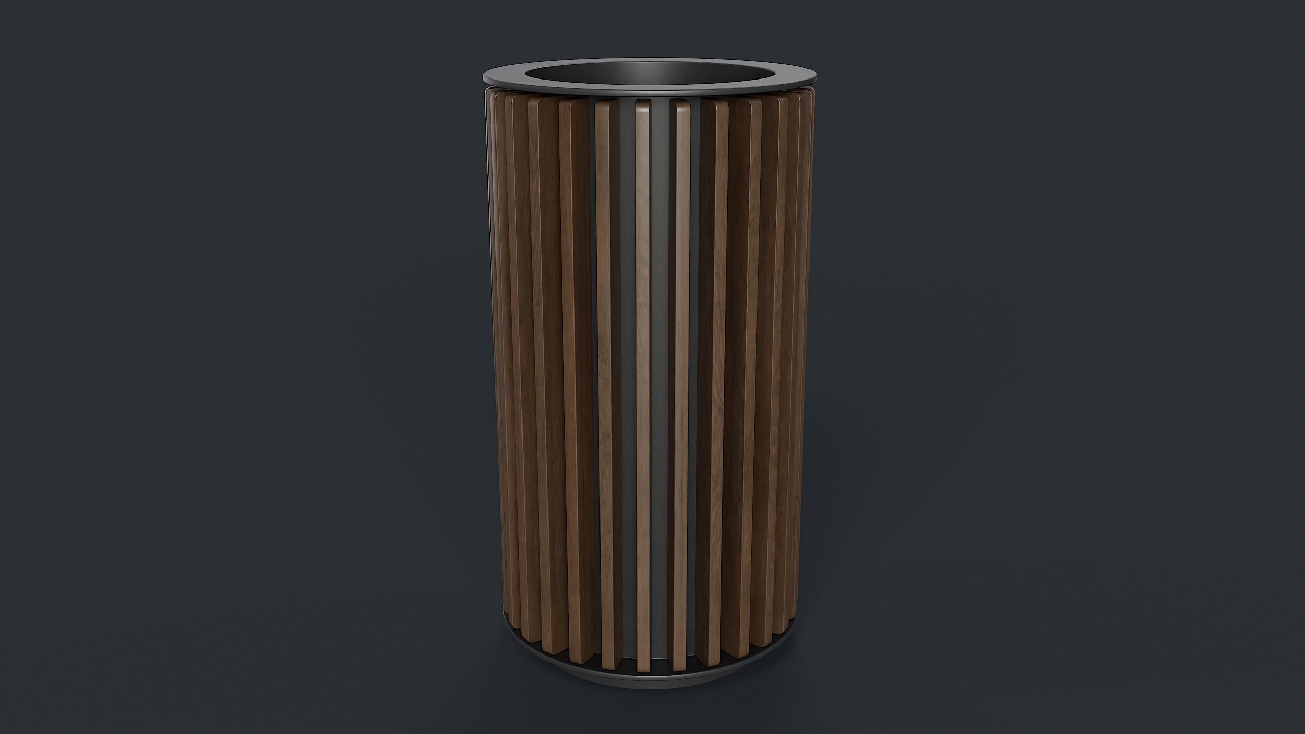 Street Trash Can 43 PBR Game Ready Low-poly 3D model_13