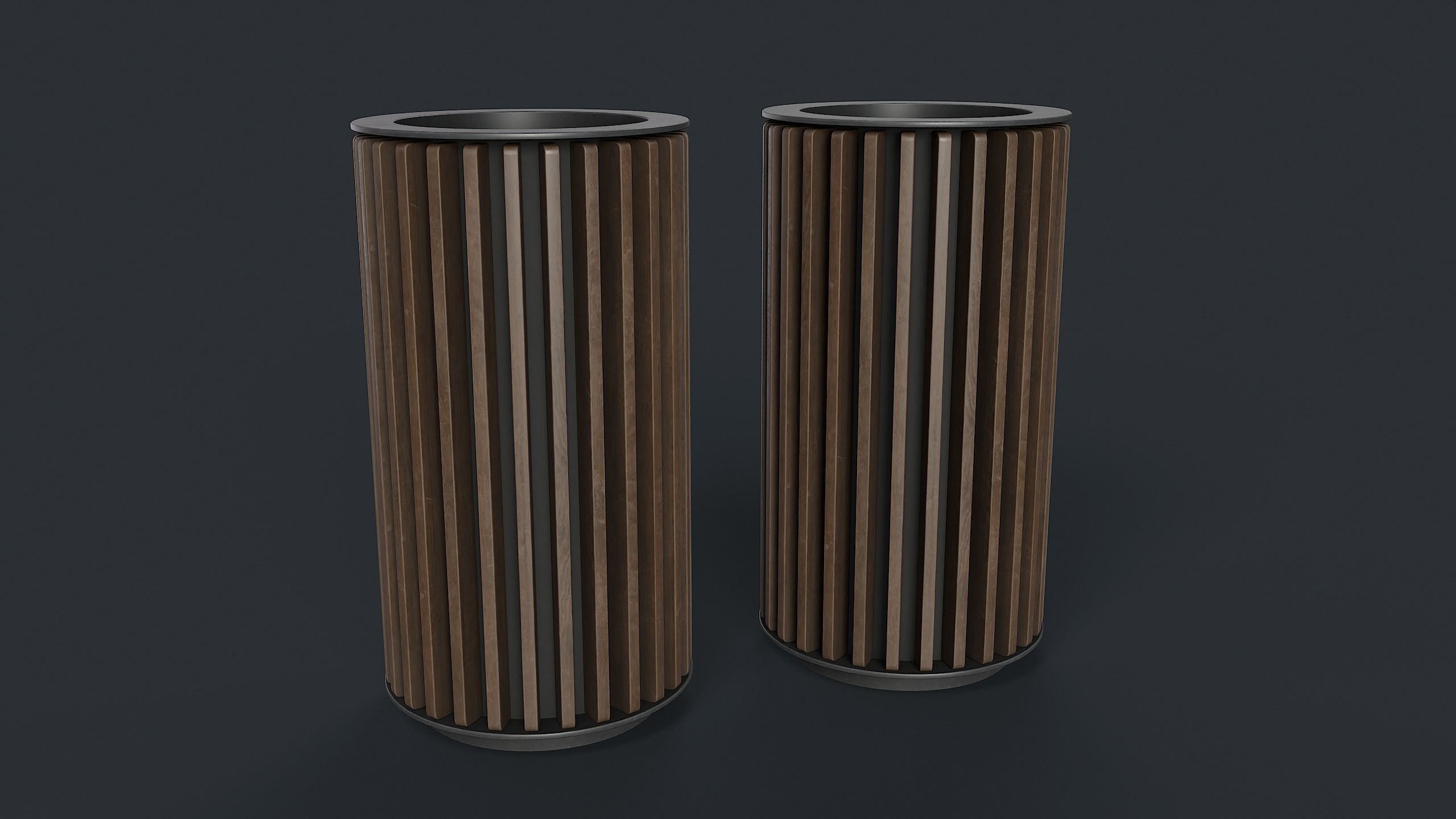 Street Trash Can 43 PBR Game Ready Low-poly 3D model_1