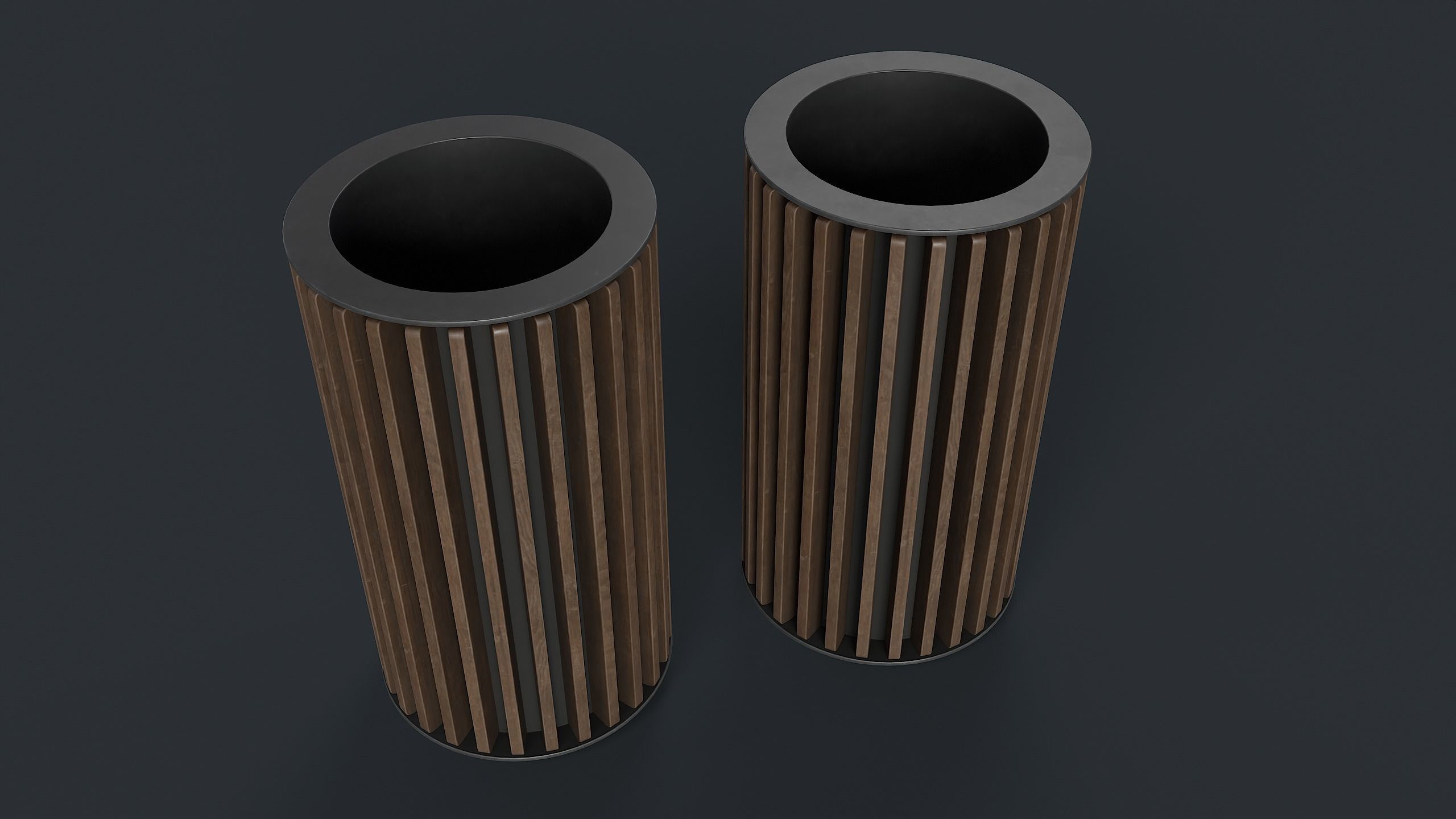 Street Trash Can 43 PBR Game Ready Low-poly 3D model_2