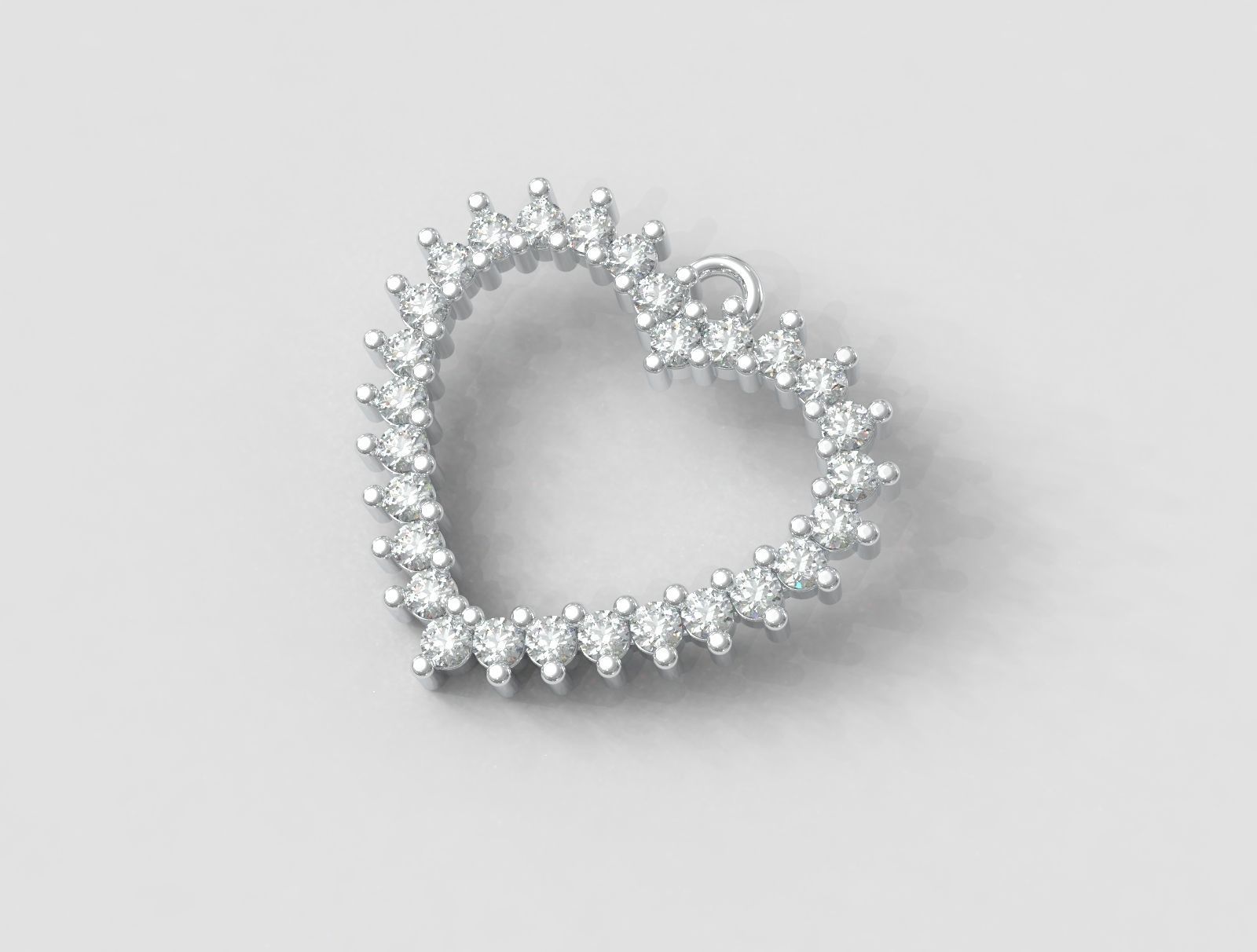 Heart Diamond Pendant 3D print model_2