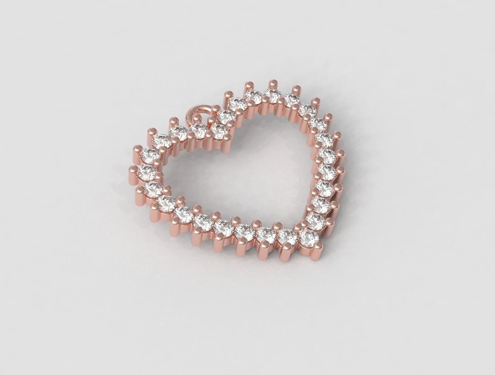 Heart Diamond Pendant 3D print model_1