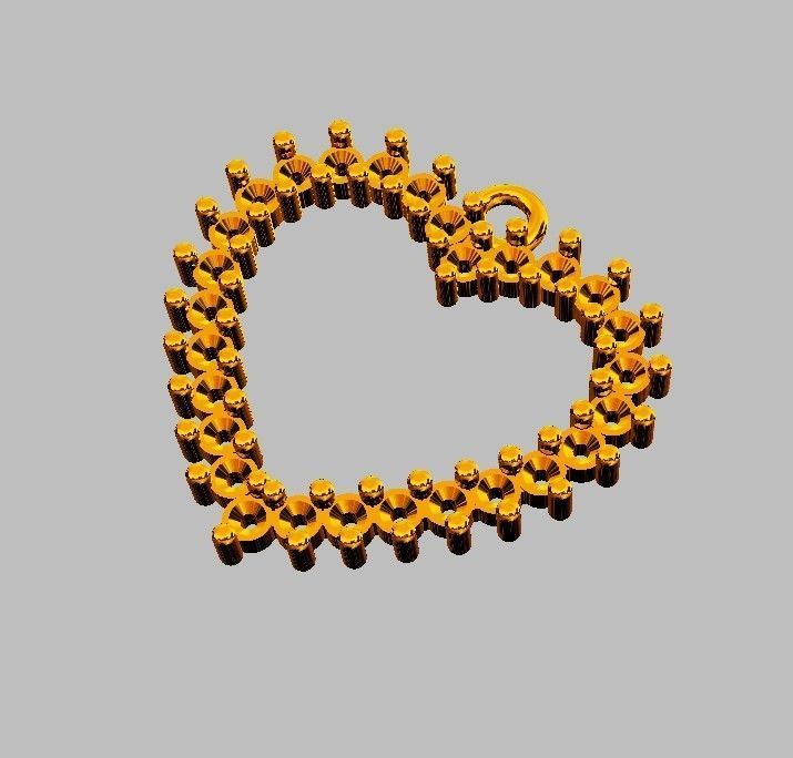 Heart Diamond Pendant 3D print model_5