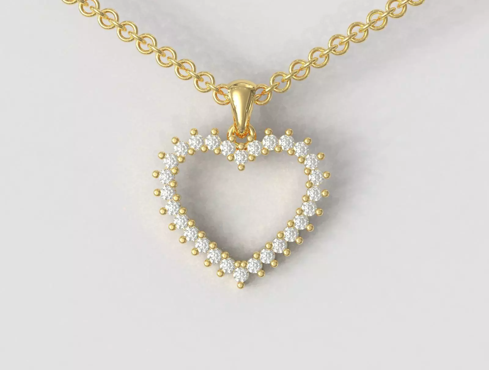 Heart Diamond Pendant 3D print model_0