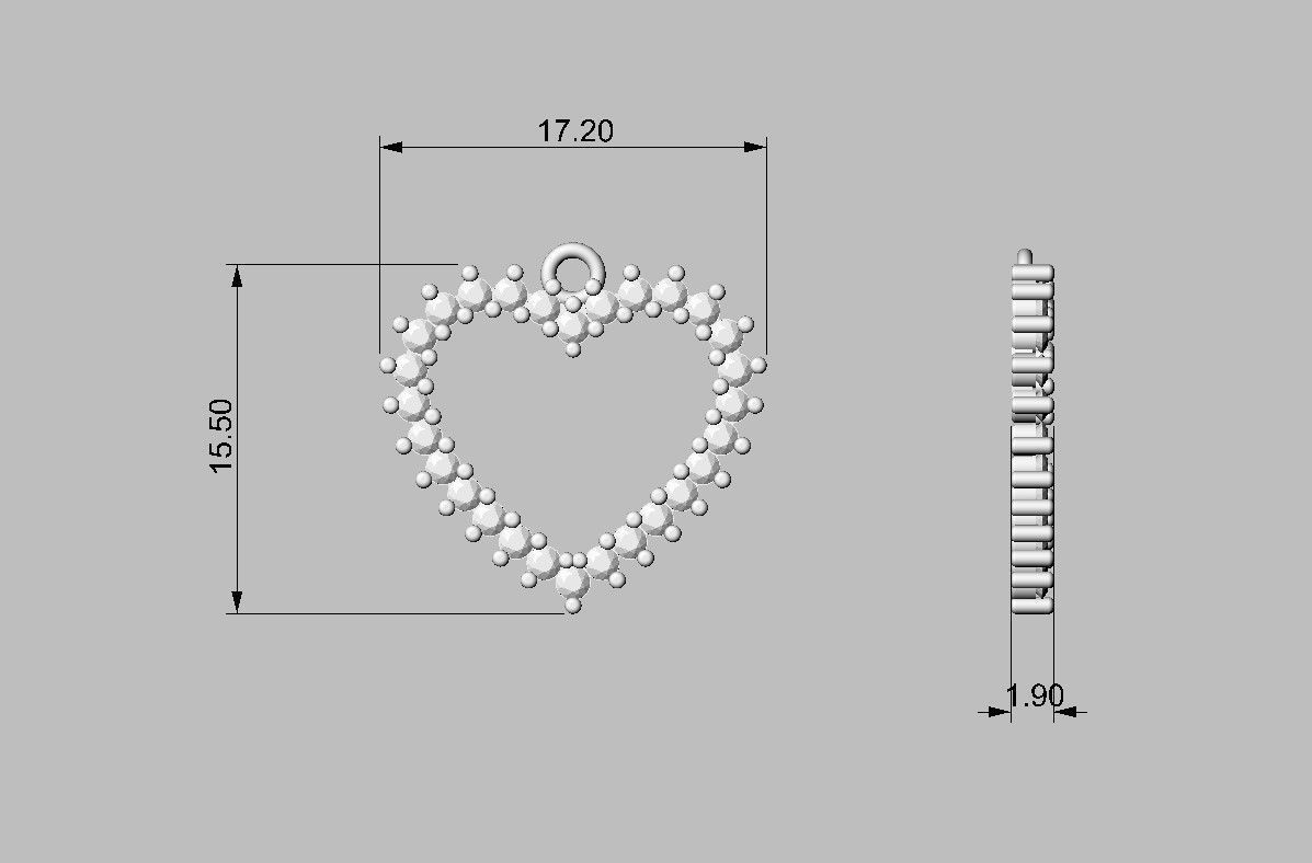 Heart Diamond Pendant 3D print model_3