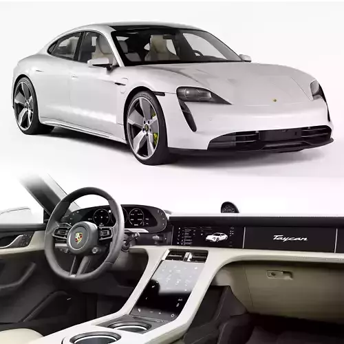 Porsche Taycan and Ioniti Charging Station 3D model
