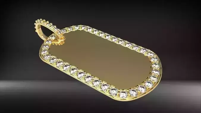 Diamond Dog Tag Pendant necklace Jewelry Mens gift 