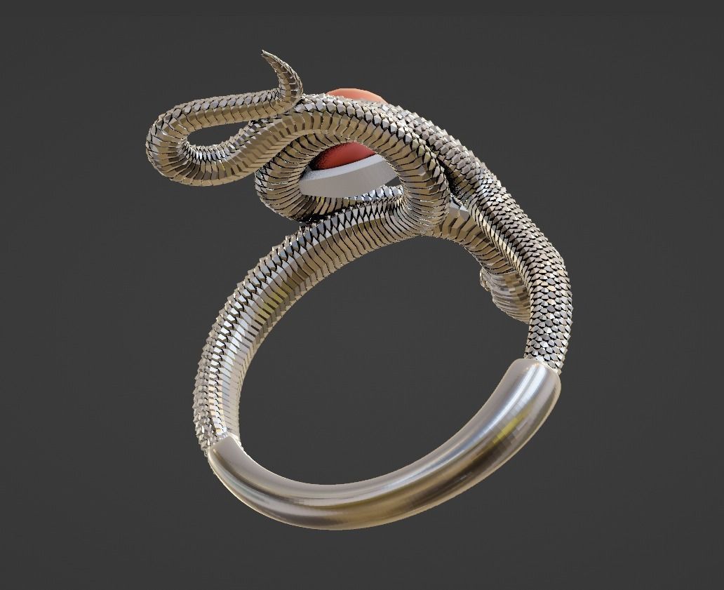 Snake evil ring with apple  3D print model_3