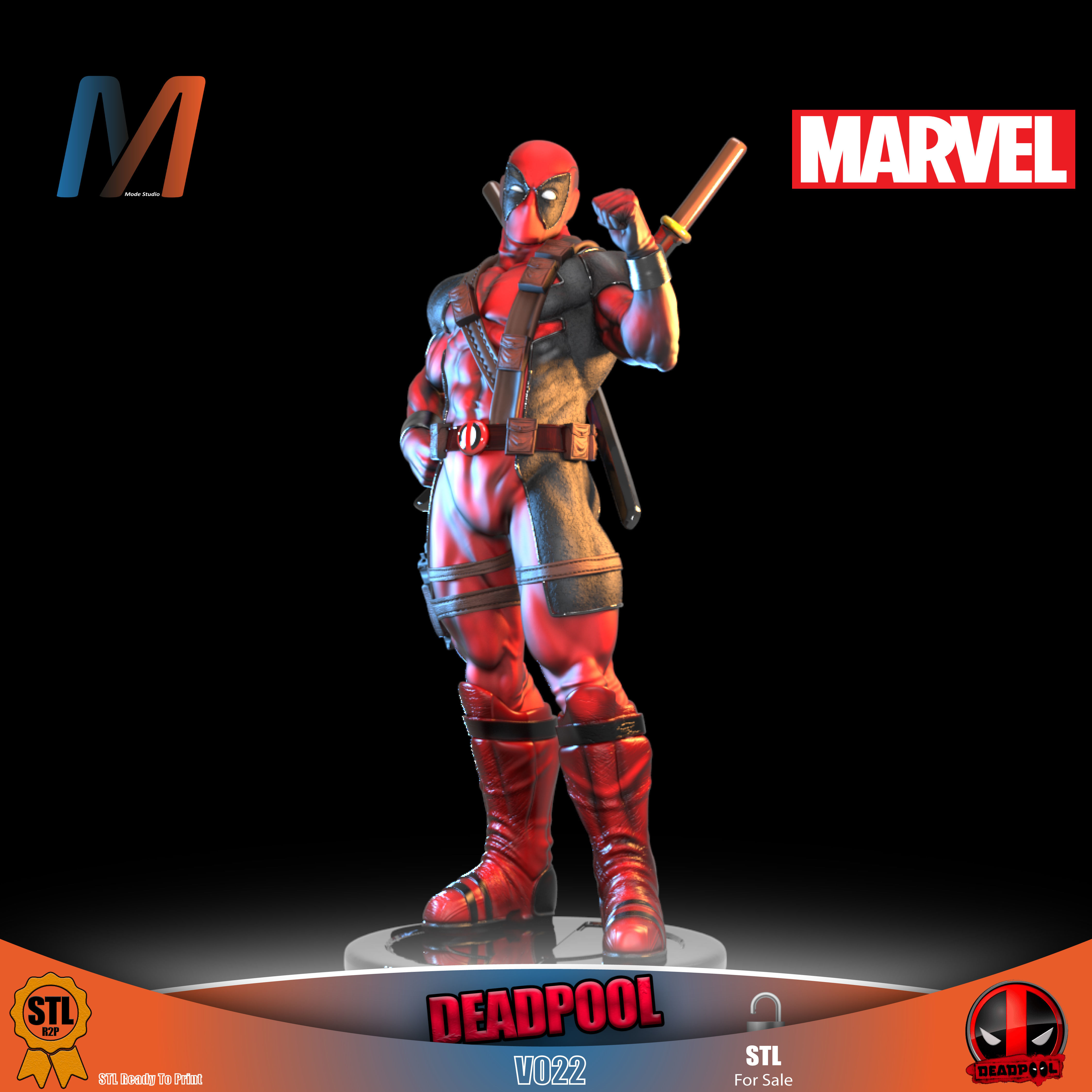 V044 - PACK X6 MARVEL DEADPOOL vs WOLVERINE 3D print model_9