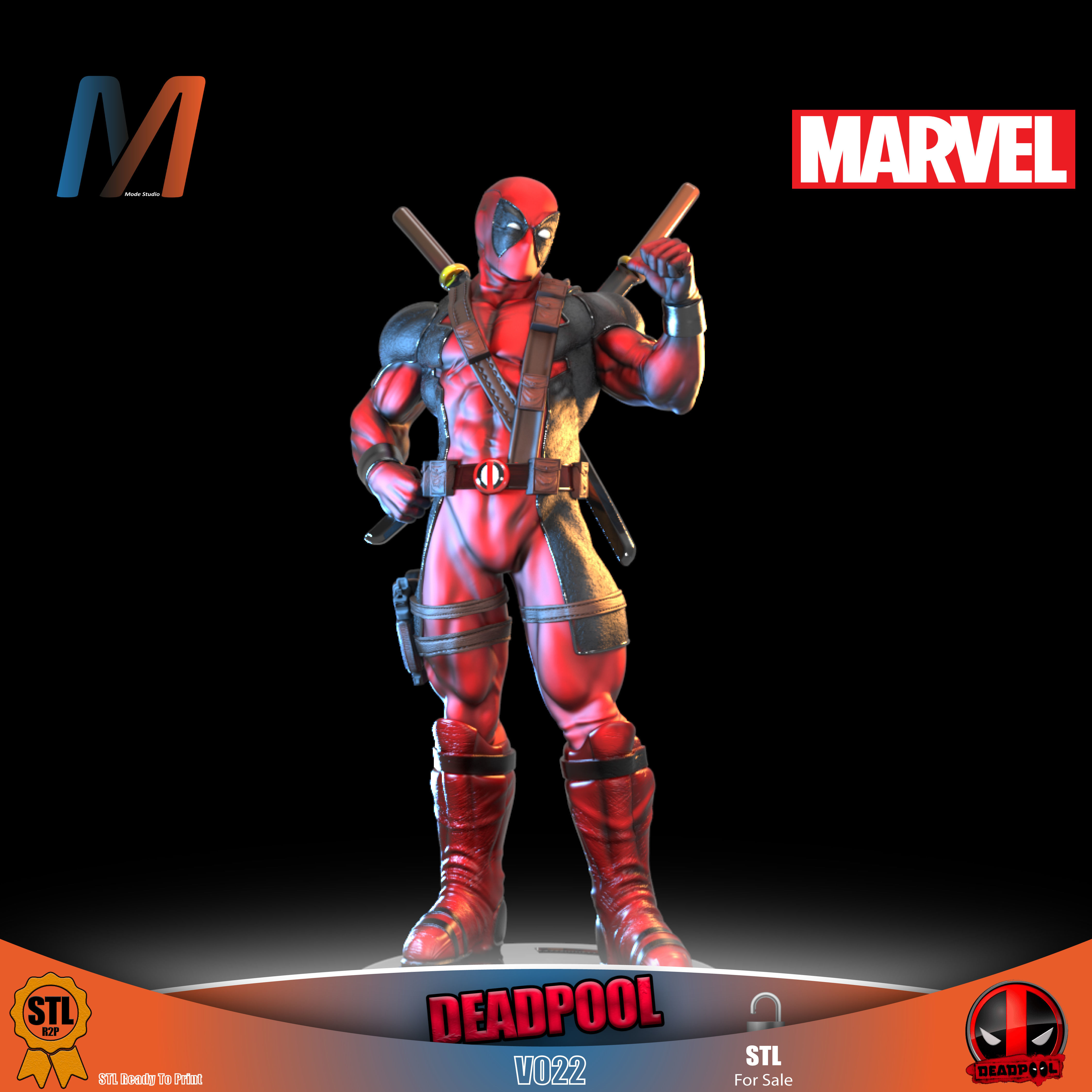 V044 - PACK X6 MARVEL DEADPOOL vs WOLVERINE 3D print model_6
