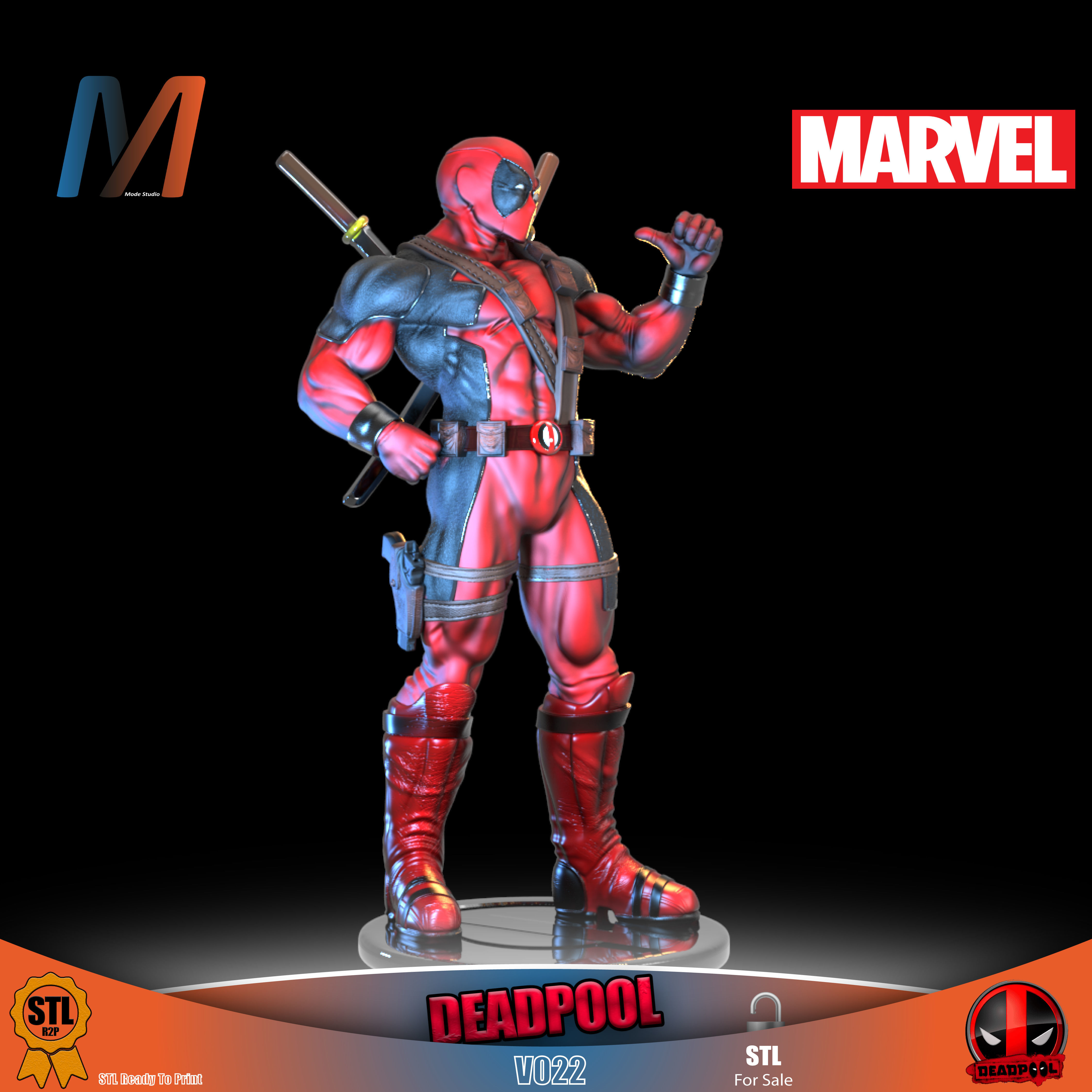 V044 - PACK X6 MARVEL DEADPOOL vs WOLVERINE 3D print model_8