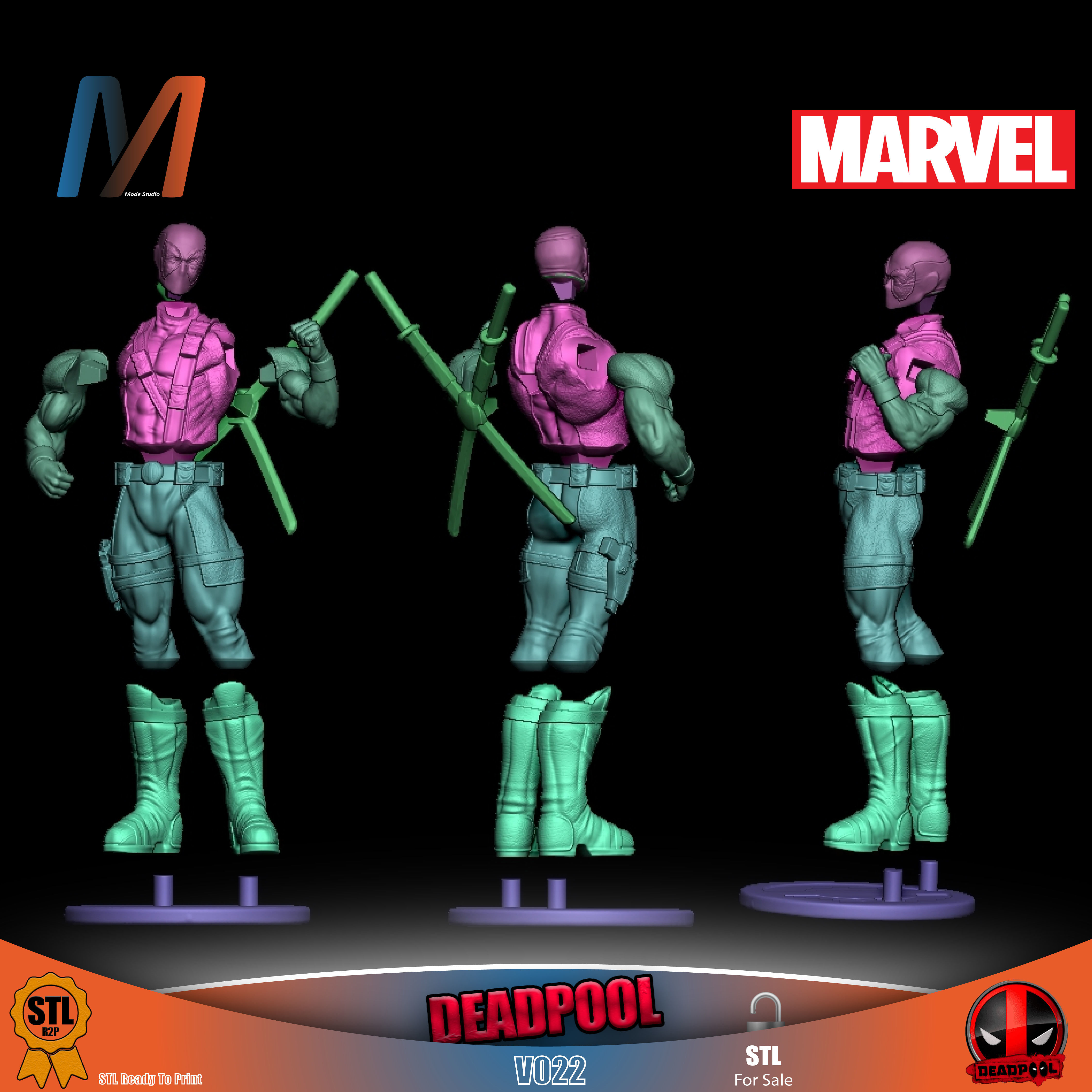 V044 - PACK X6 MARVEL DEADPOOL vs WOLVERINE 3D print model_10