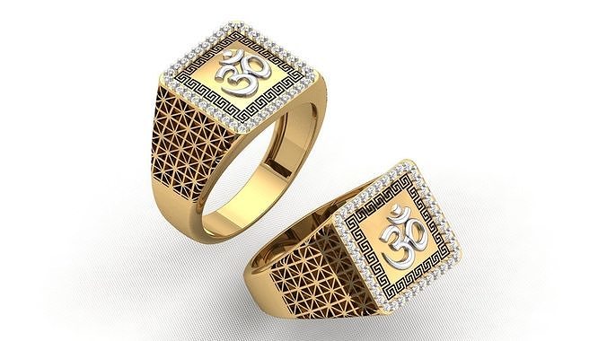 MENS OM DIAMOND RING 3D print model