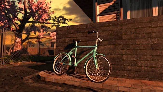 Japanese Residential Neighborhood Low-poly 3D model 2