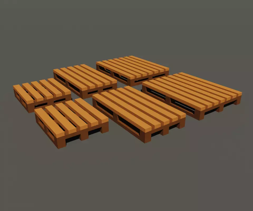 Wooden Pallets Models Low-poly 3D model