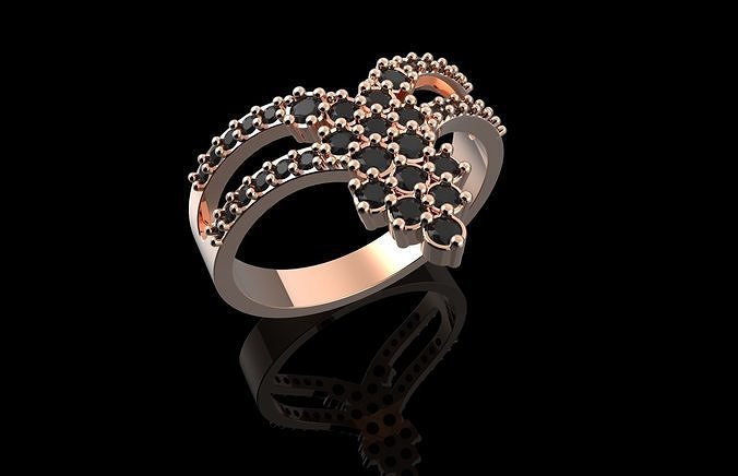  Fashion Ring With Brilliants 3D Print Model 3D print model