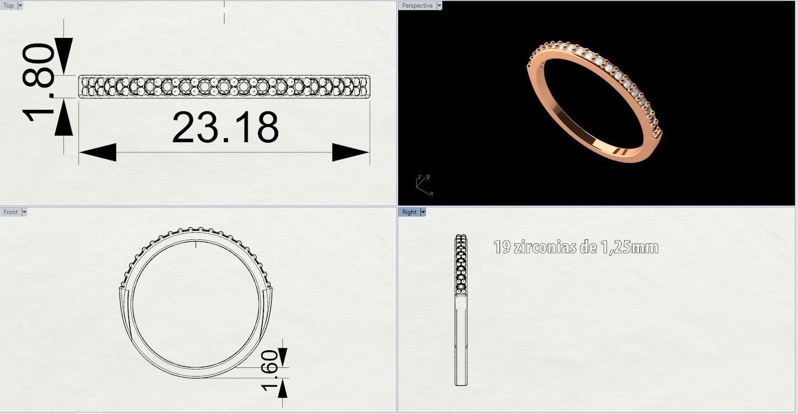 Fashion Ring With Brilliants 3D Print Model Free 3D print model_7