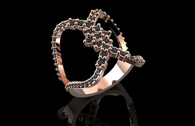 Fashion Ring With Brilliants 3D Print Model 3D print model