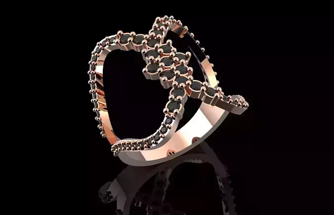 Fashion Ring With Brilliants 3D Print Model